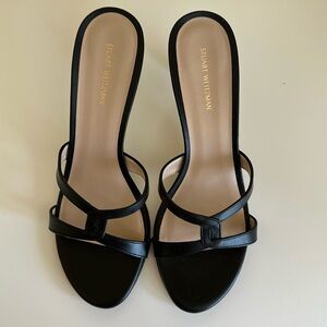 New Stuart Weitzman Black Leather Sandals. Size 7.5.
